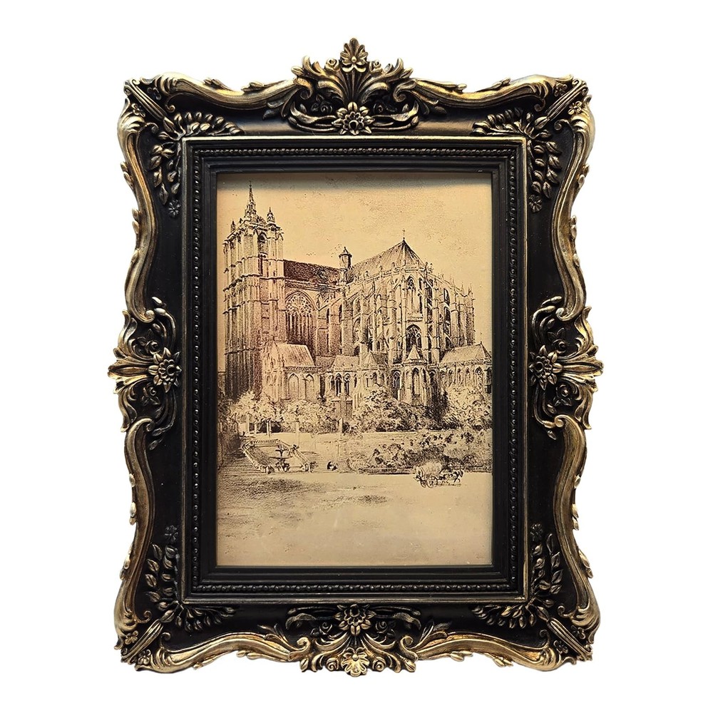 5x7 Vintage Picture Frame, Antique Black and Gold Ornate Photo Frame for Wall...