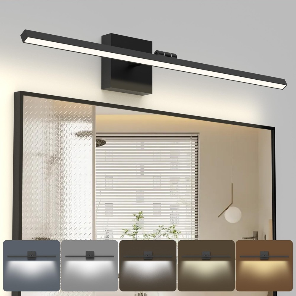 Black Bathroom Vanity Light Fixtures, Morden Vanity Lights with 5CCT&Dimmable...