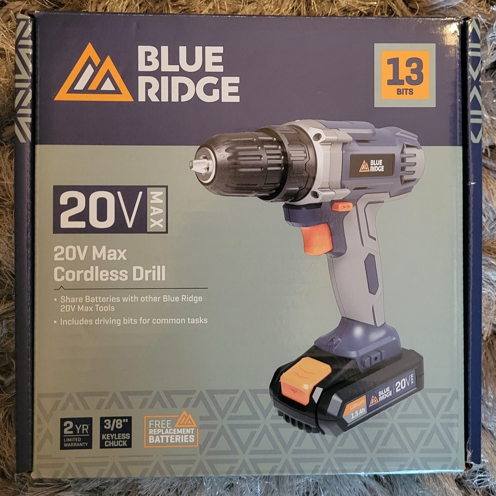 コードレスドリル20V MAXブルーリッジツール - 13ビット3/8インチ キーレスチャック