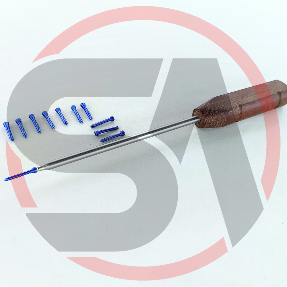 AO Safety Locking 2.4mm Self Tapping Screws & Screwdriver 111 Pcs Set Titanium