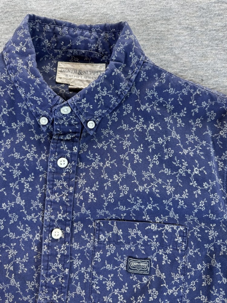 Ralph Lauren Denim & Supply Navy Floral Button-Down Shirt Size Medium