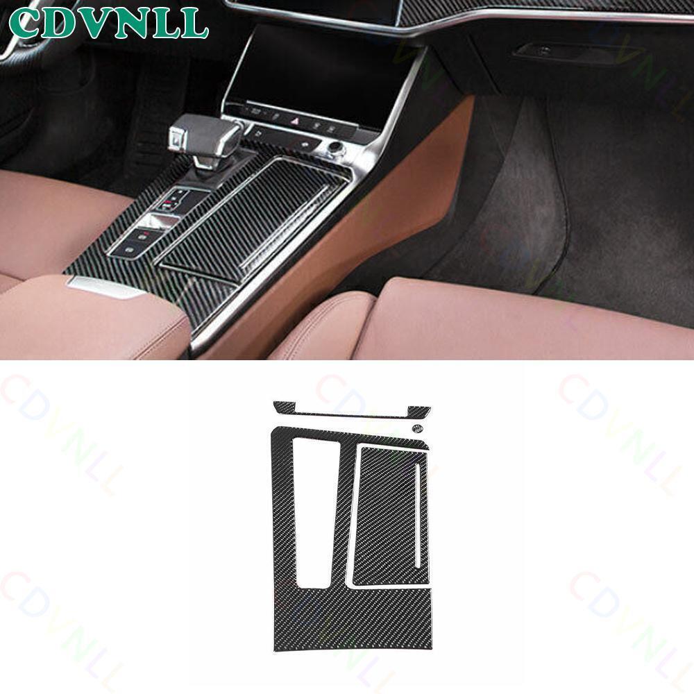 For Audi A6 A7 S6 S7 2019-24 Real Carbon Fiber Central Console Gear Shift Panel