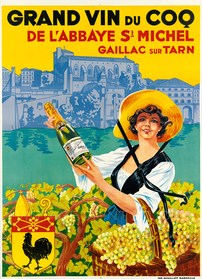 French Wine L'abbaye 1910 Vintage Liquor Advertising Giclee Canvas Print 18x24