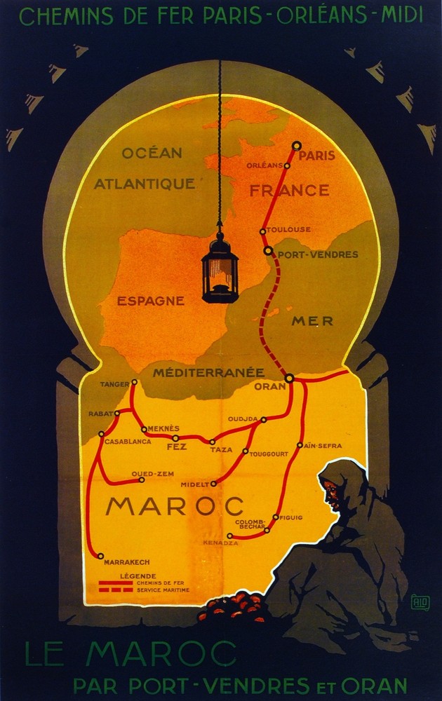 Chemins de fer de paris la Maroc Decor Poster. Fine Graphic Art Design. 2942