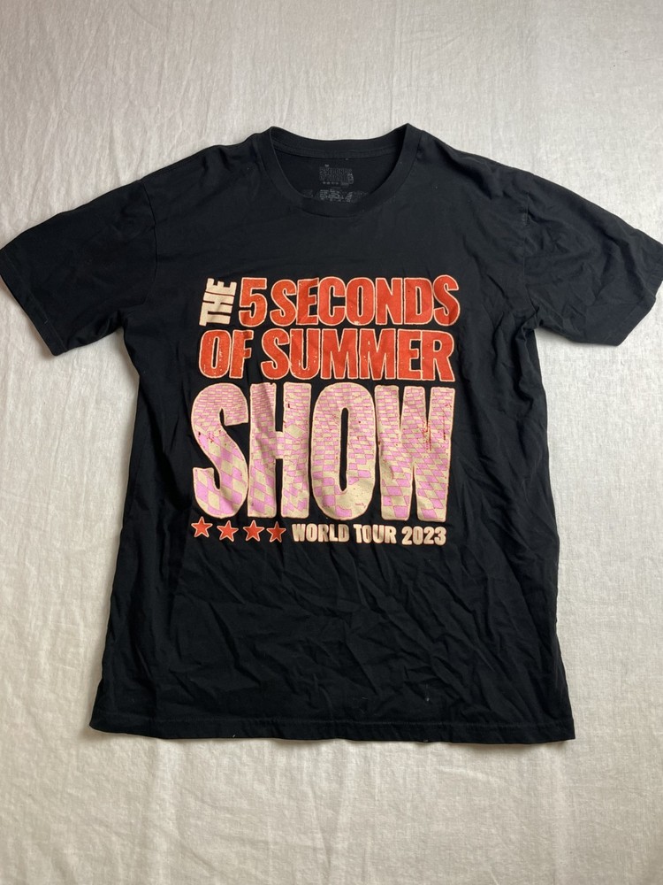 2023 5 Seconds of Summer World Tour Black Mens L Cotton Concert Souvenir Shirt