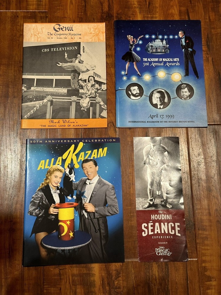Lot (4) Academy of Magical Arts Magic Castle Genii Allakazam Houdini Brochures-image