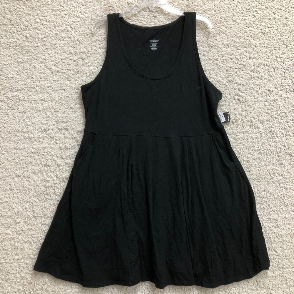 NEW Torrid Dress 3X Adult Plus Black Midi Sleeveless A Line Stretch Casual Women