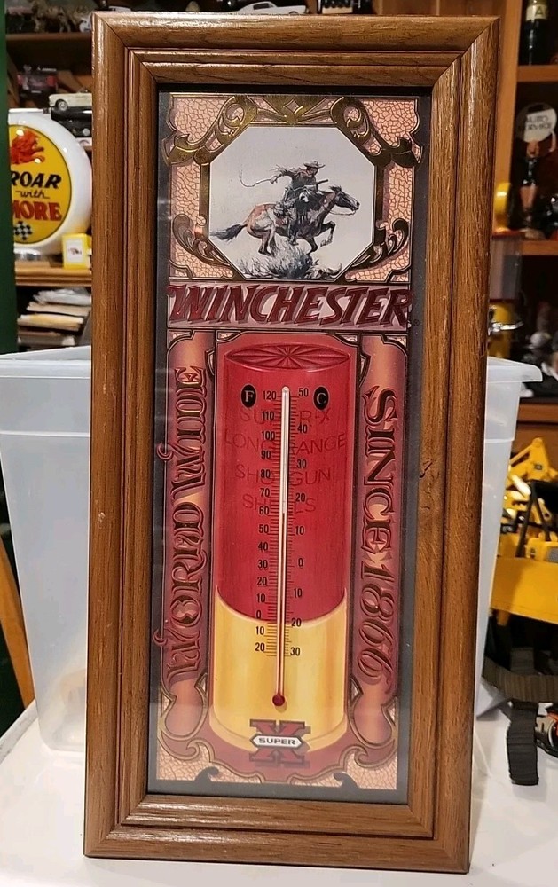 Vintage Winchester Super X SHOT GUN Ammunition  Thermometer Sign Framed