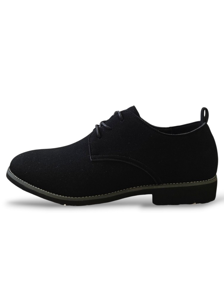 Men's Derby Black Suede Lace Up Dress Shoes Round Toe Rubber Sole Size 9 US
