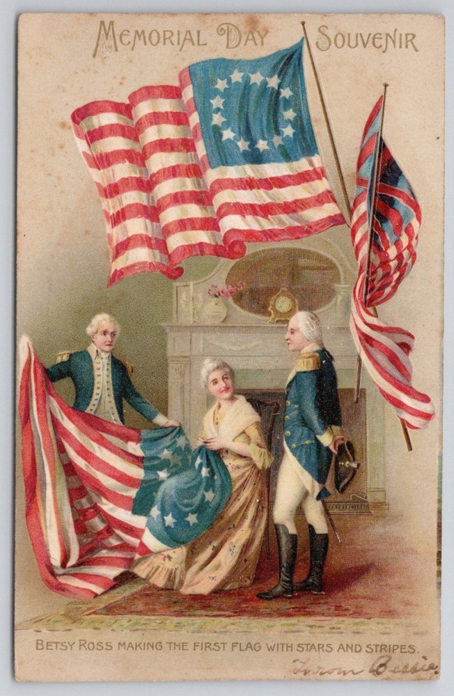 1908 Memorial Day Betsy Ross Making First Flag Postcard Vernon Eadie Phila PA