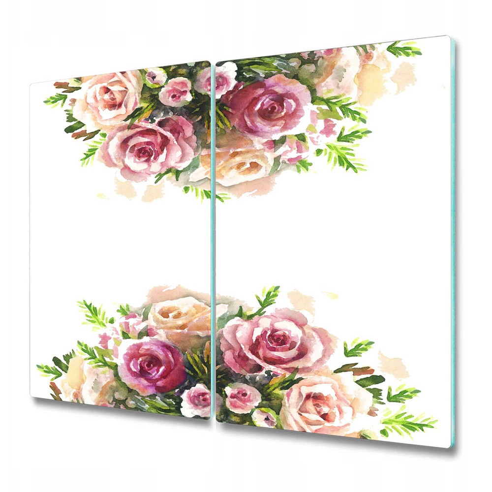 Glass Worktop Kitchen Chopping Board Watercolour rose art Floral 2x30x52
