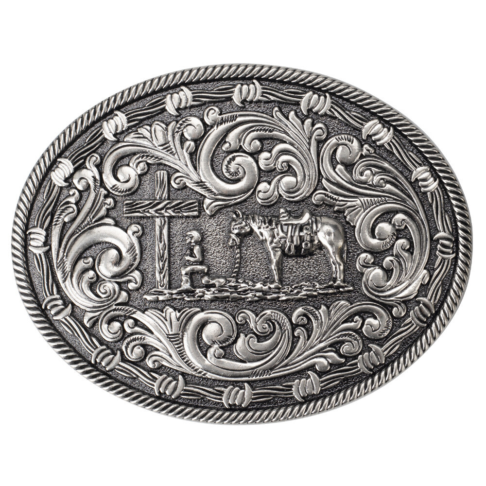Western Belt Buckle for Men Women Cowboy Rodeo Vintage Style Wear Prayer & Horse