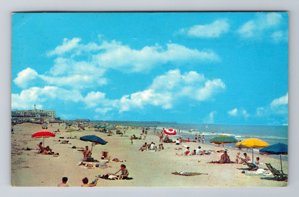 Virginia Beach VA-Virginia, Bathers Enjoying The Beach & Surf, Vintage Postcard