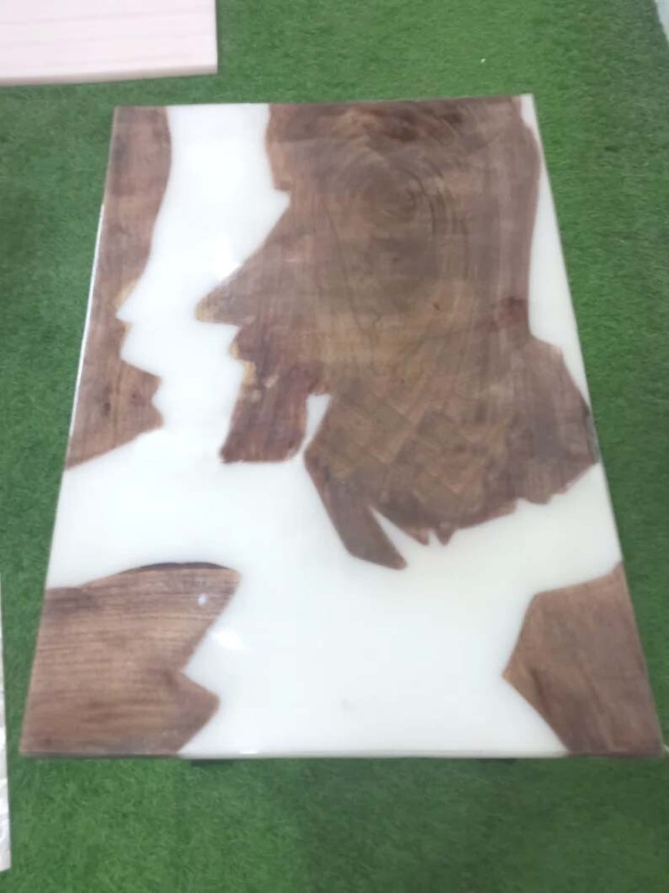 White Epoxy Resin Center Sofa Coffee & Dining Table Top Handmade Modern Art Decr