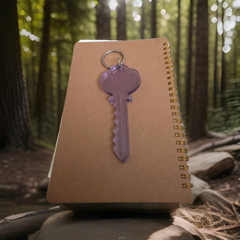Vintage Late 80's Early 90s Clear Purple Plastic Key Keychain
