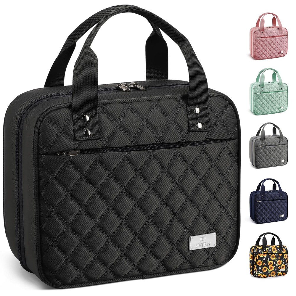 Women's Large Expandable Detachable Clear Toiletry Bag in Classic Black
