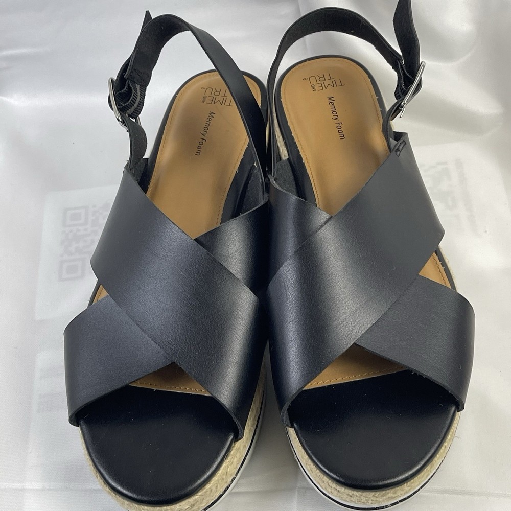 Women's Time & Tru Cross Platform Sandals, Size 11 Black