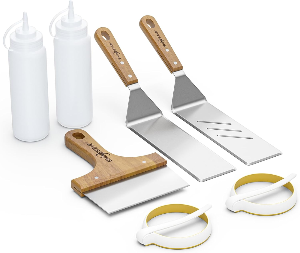 Blackstone Griddle Accessories Set with Spatula Scraper Squeeze Bottles & Egg Rings