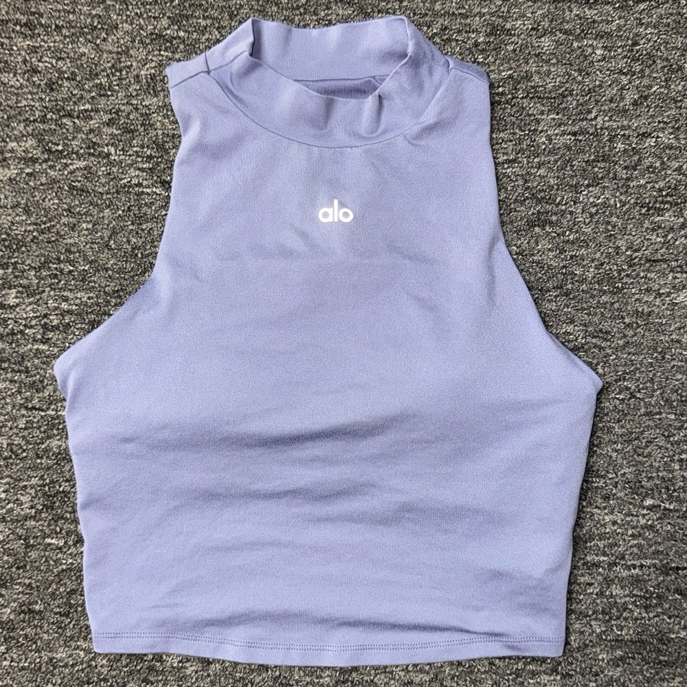 Women’s Alo Purple High Neck Athleisure Airlift Fuse Crop Tank Sports Bra Sz S