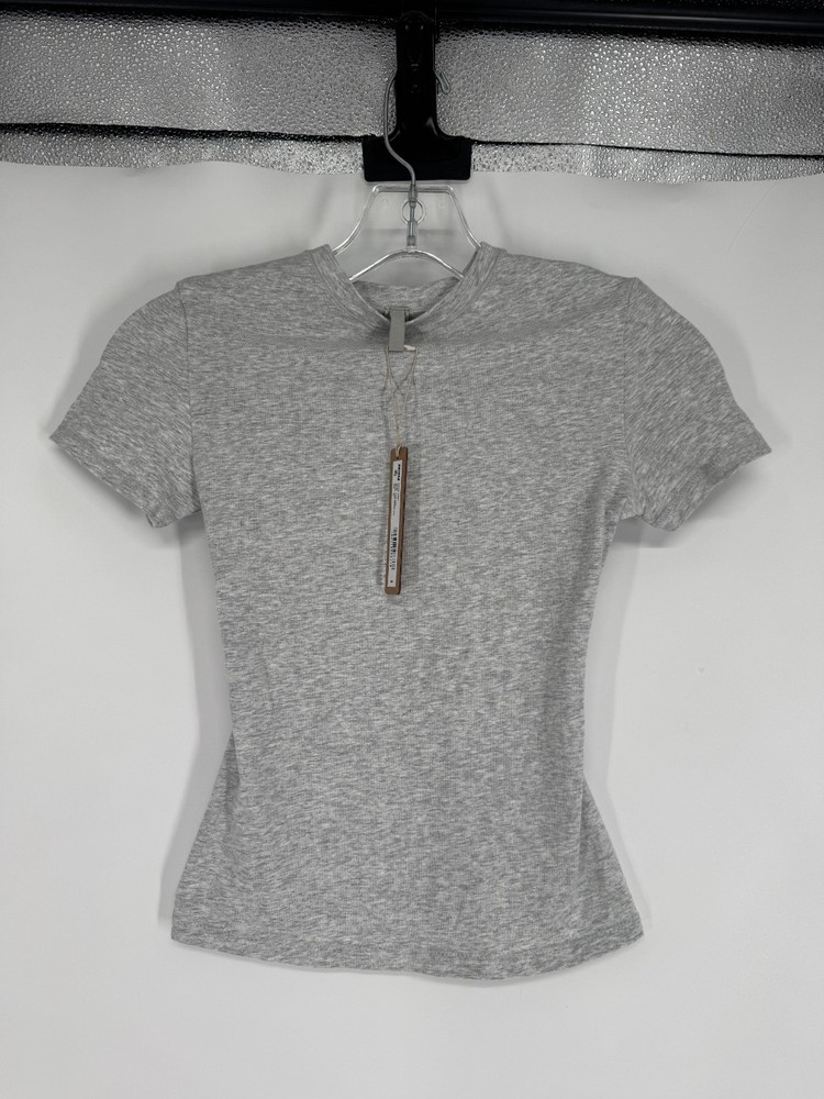 SKIMS Cotton Jersey Short Sleeve T Shirt Womens XS Light Heather Grey Crew Neck