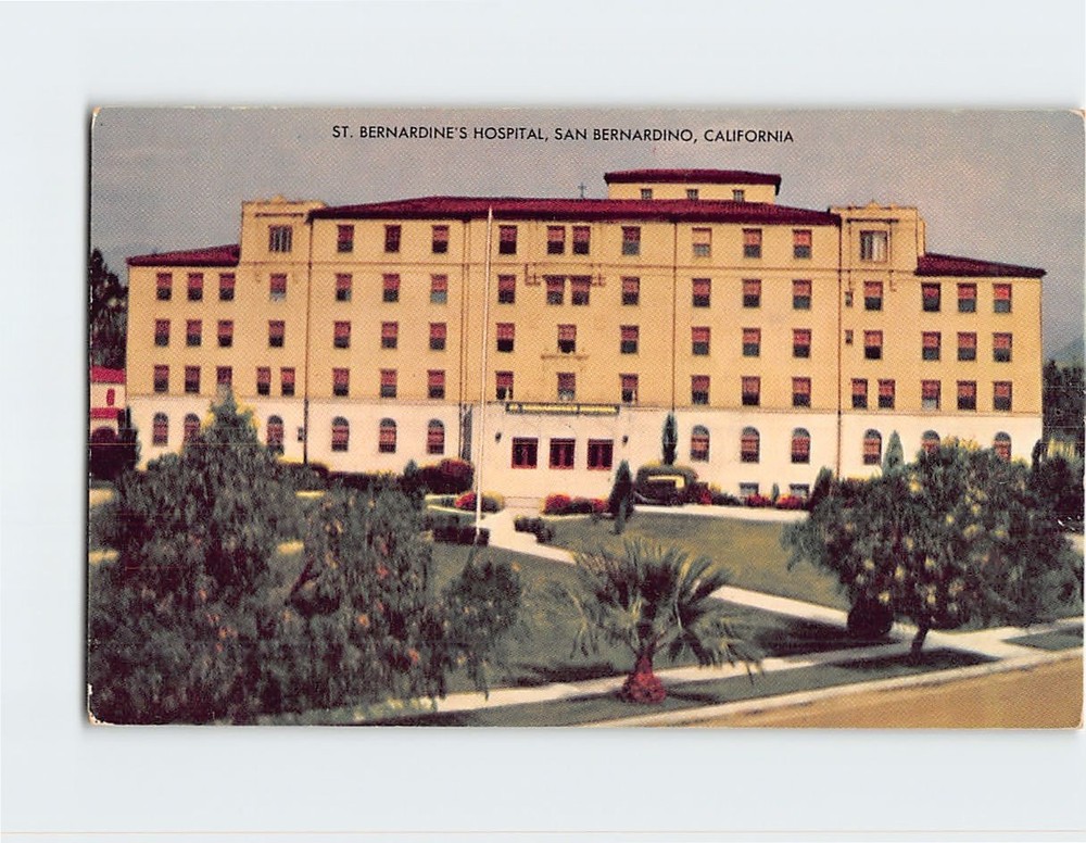 Postcard St. Bernardine's Hospital San Bernardino California USA