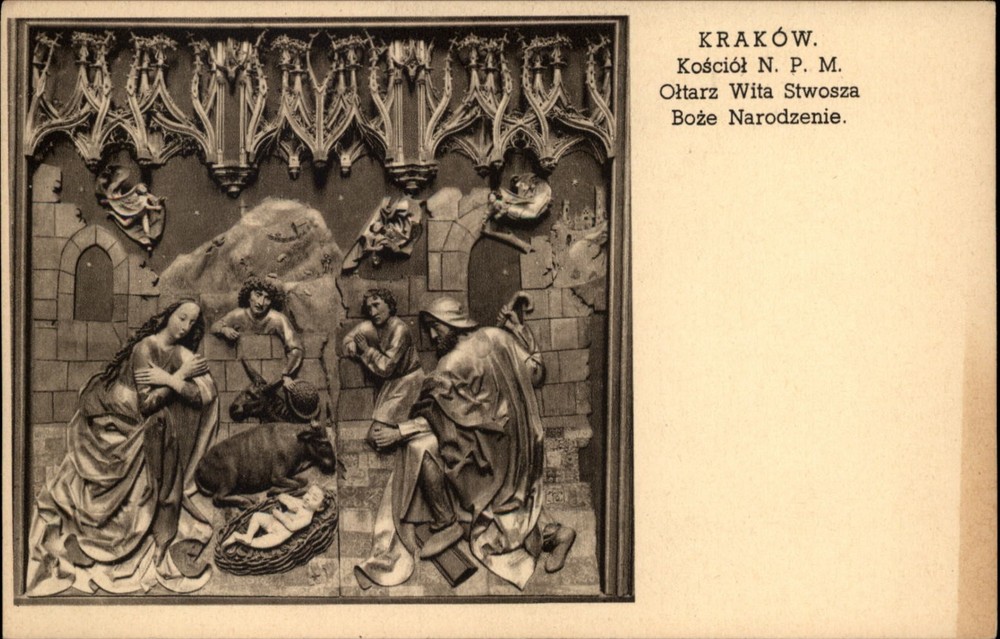 Krakow Poland Church Nativity Altar vintage postcard s411