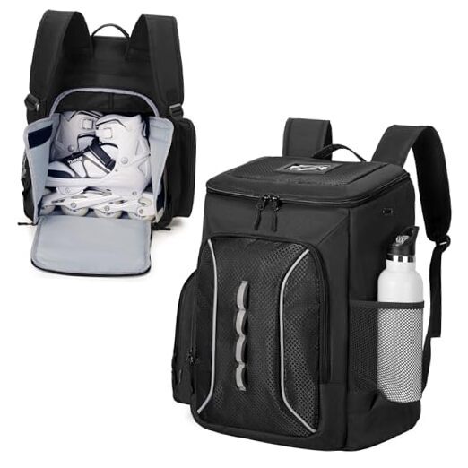 Roller Skate Bag with Large Capacity, Ice Skate Bag Backpack Holds Shoes Black