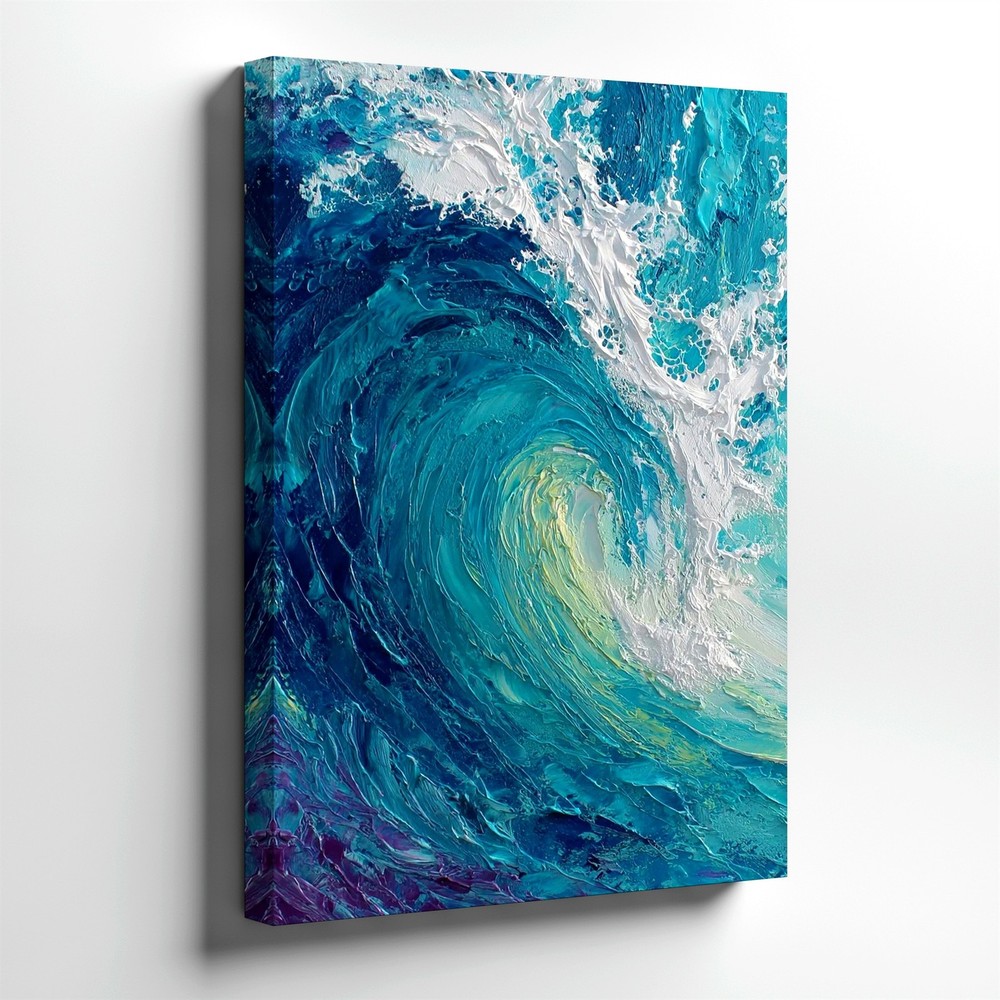 Wall Art Abstract Ocean Wave Canvas Print Blue Coastal Seascape Decor 3D Poster