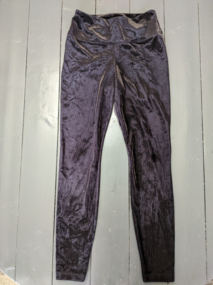 White House Black Market Runway Leggings Womens 10 LONG Ribbed Velvet PANTS WHBM