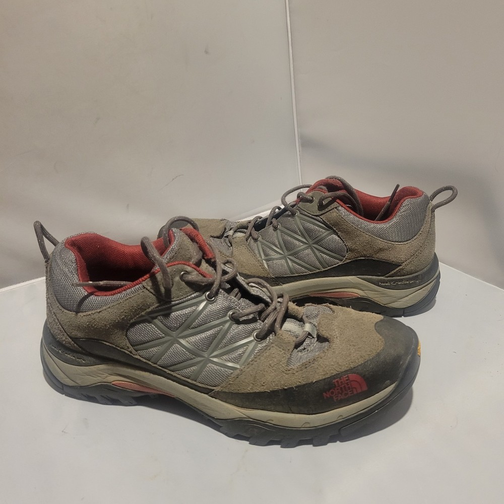 Men's North Face Storm Hiking Shoes Graphite with Vibram Soles Size 10 Red