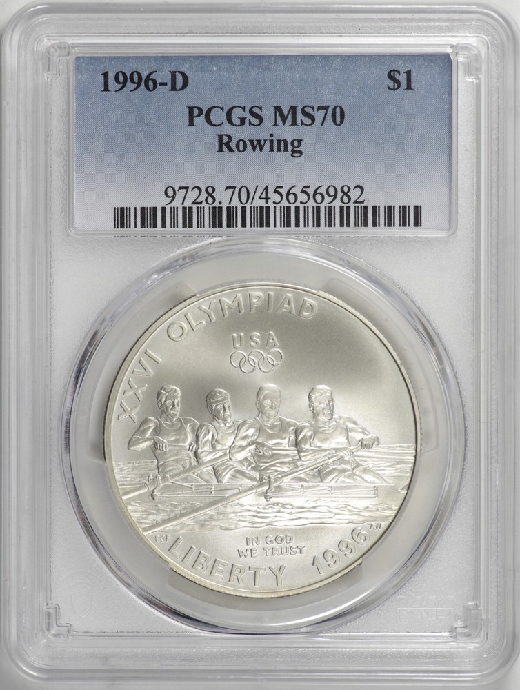 1996-D Atlanta Olympics Rowing Silver Dollar $1 PCGS MS70 BN982