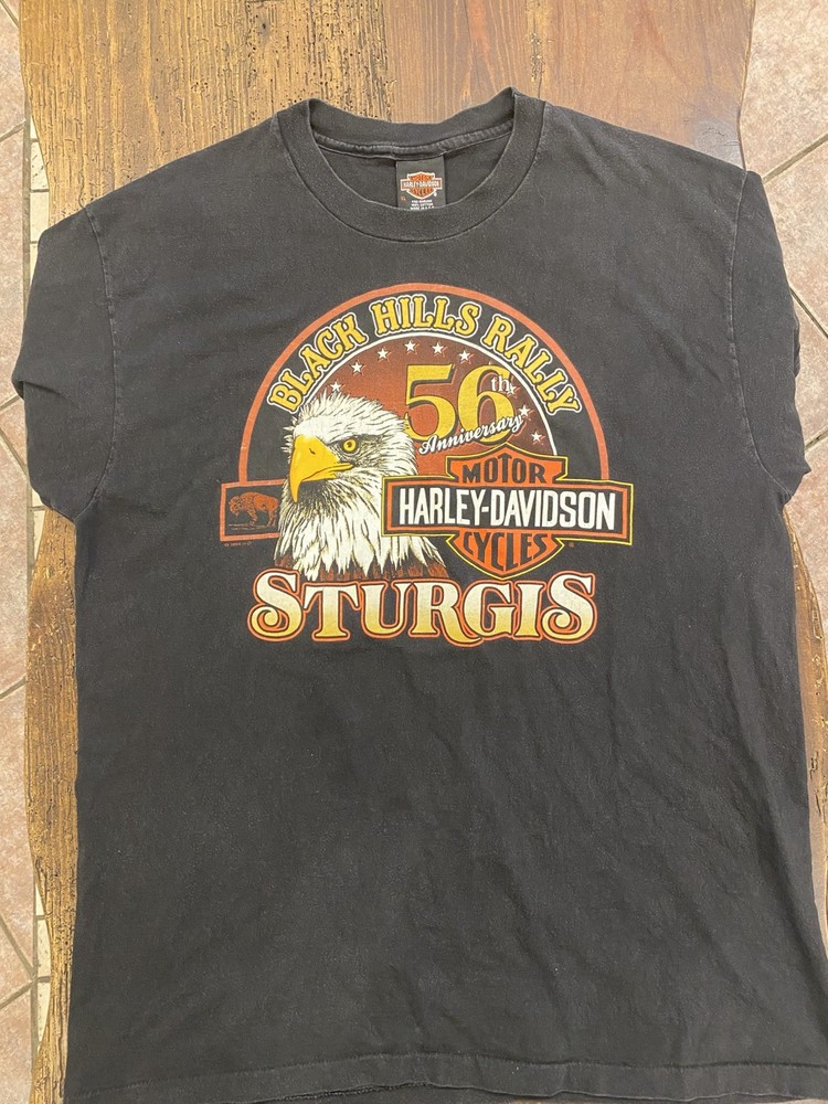 VTG Harley Davidson 56th Anniversary Black Hills Rally Sturgis T-Shirt Men's XL
