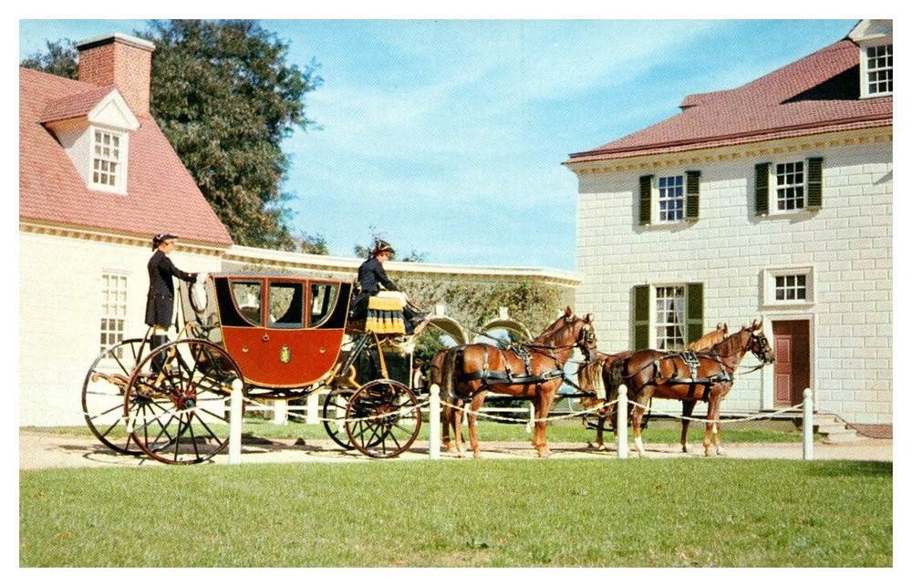 1950s Powel Horse Coach at Mount Vernon Virginia Vintage Postcard