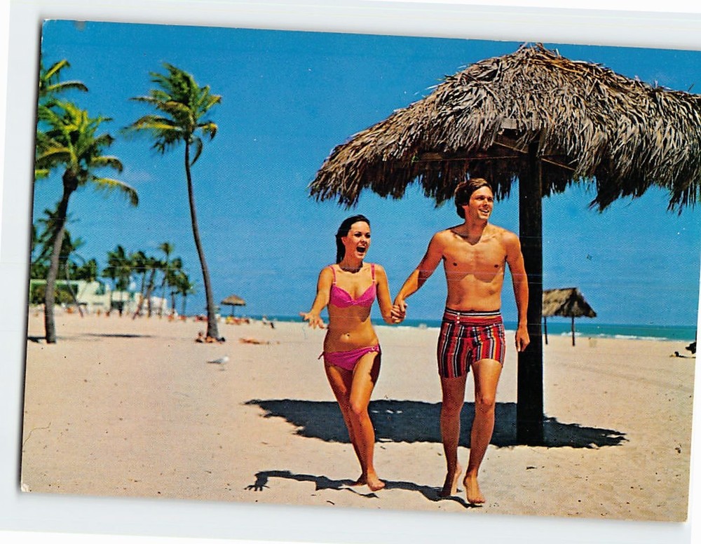 Postcard Couple on the Beach Scene