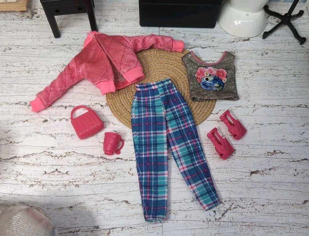 Vintage Barbie Clone Outfit - Jacket, Top, Pants, Shoes, Purse, Mug