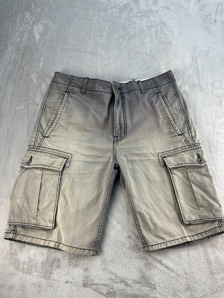 Levi Strauss Signature Cargo Shorts Mens 32 Khaki Gray Casual Pockets