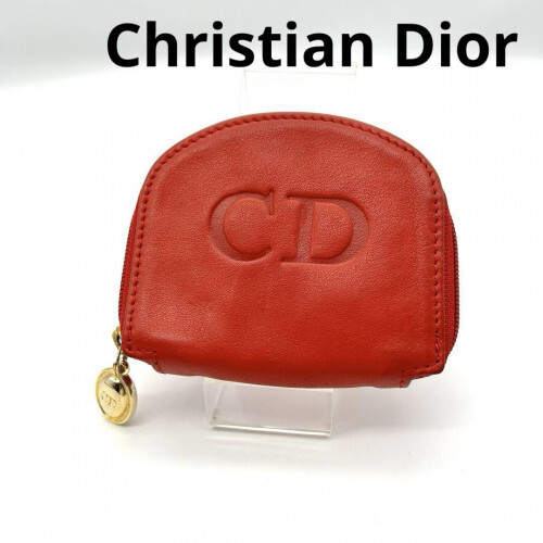 Christian Dior Red Coin Case Wallet Style 2458