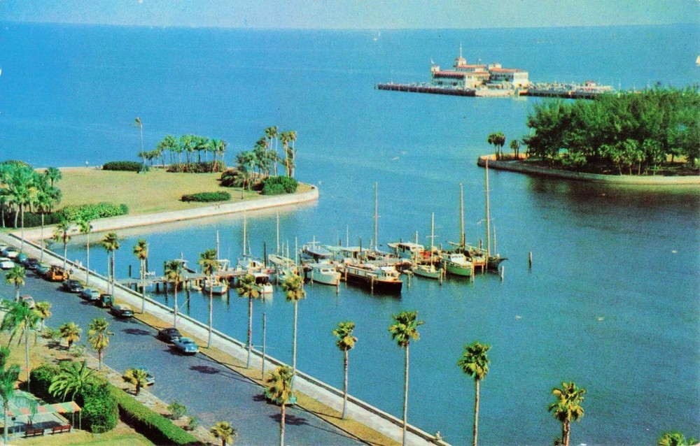Aerial View of Vinoy Yacht Basin - St Petersburg Florida FL - Postcard