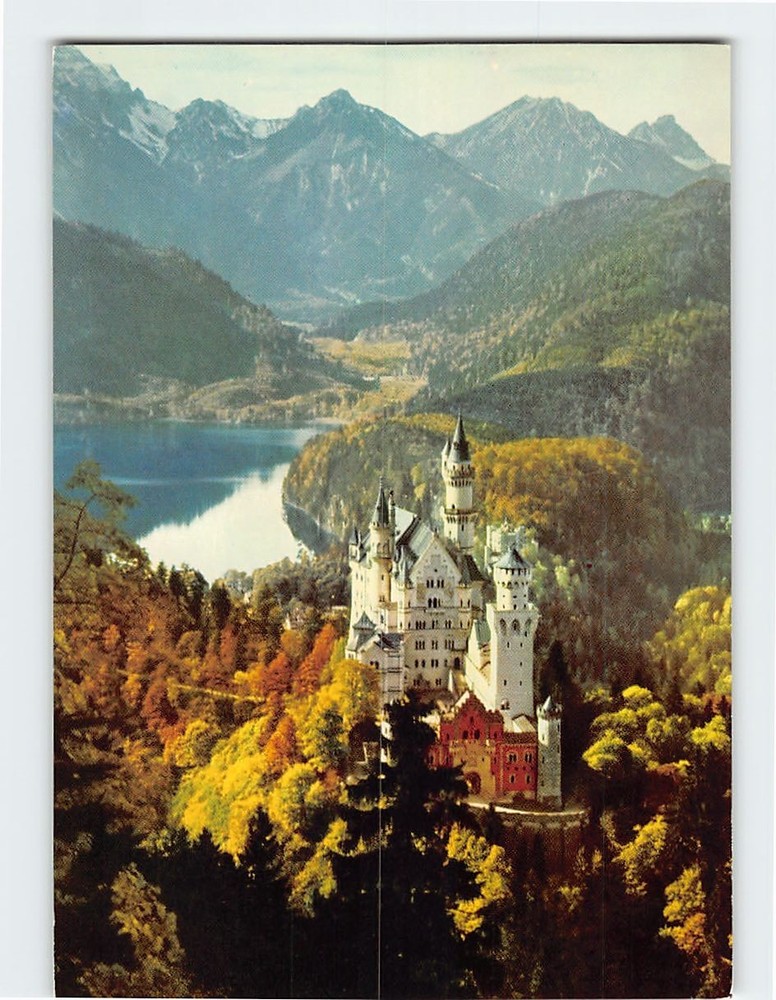 Postcard Aerial View Neuschwanstein Castle Bavaria Germany