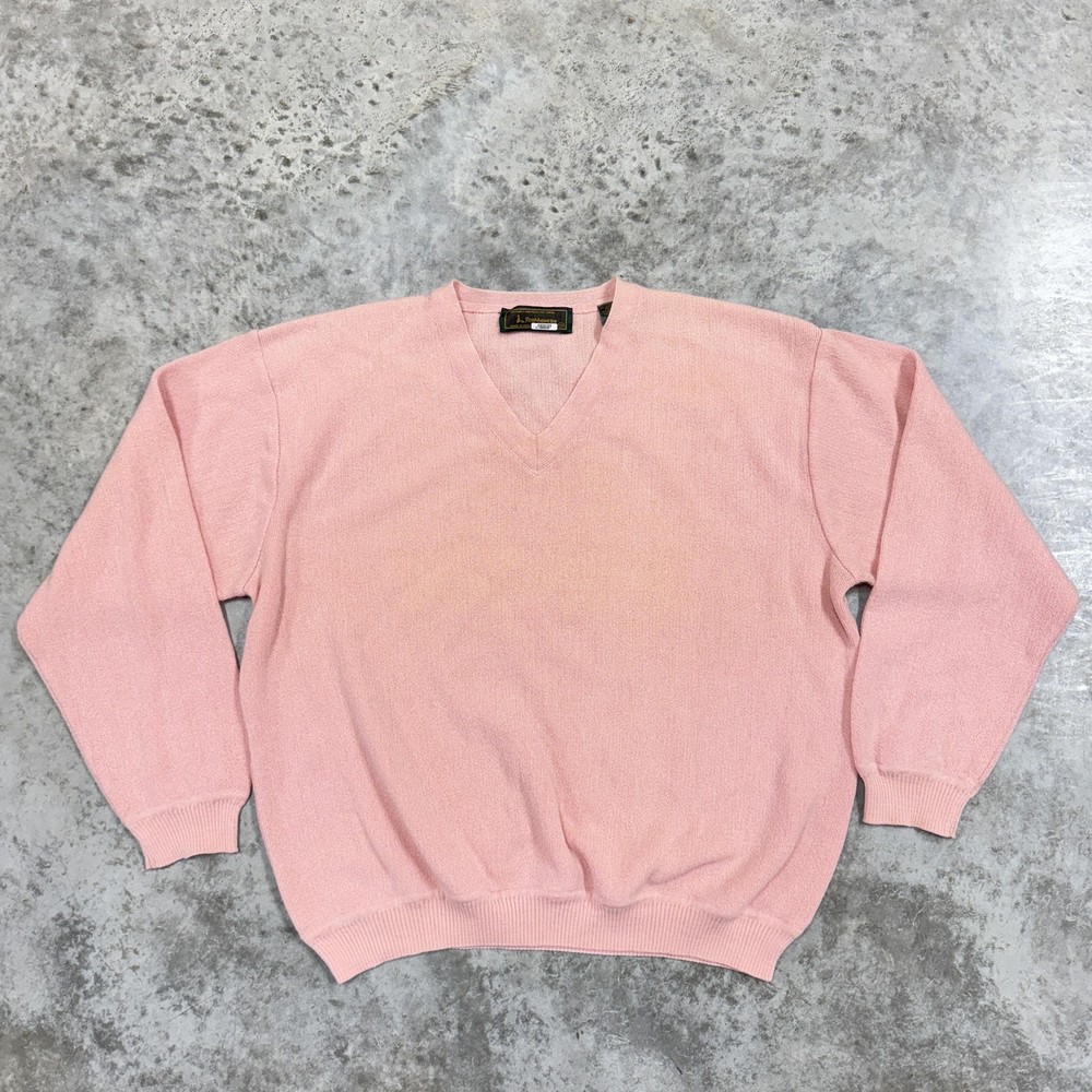 Peru Unlimited Sweater Mens XL Pink V Neck Baby Alpaca Wool Pullover Made Peru