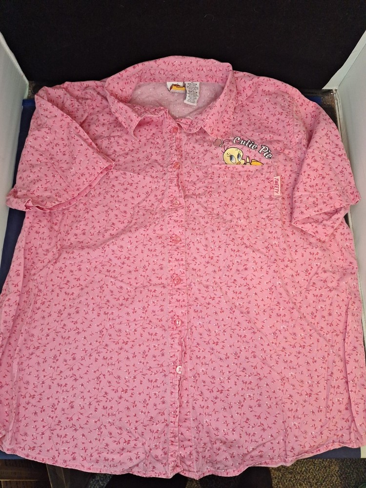 Vtg Looney Tunes TWEETY BIRD Cutie Pie Long Sleeve Pink Top Shirt *15FB