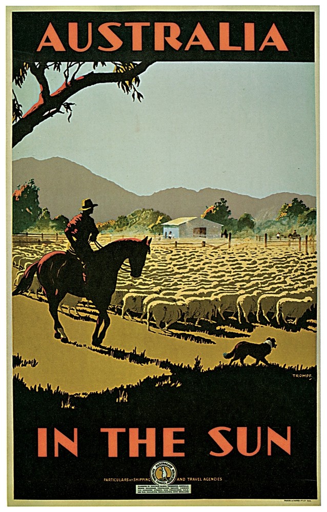 Decor Australia in the Sun Poster. Fine Graphic Design. HOme Shop Wall Art. 1975
