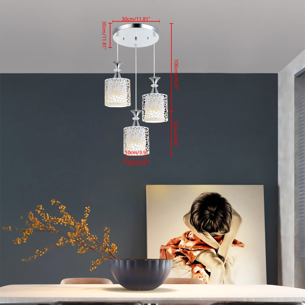 Modern 3-Head Chandelier Pendant Light for Dining Room Ceiling