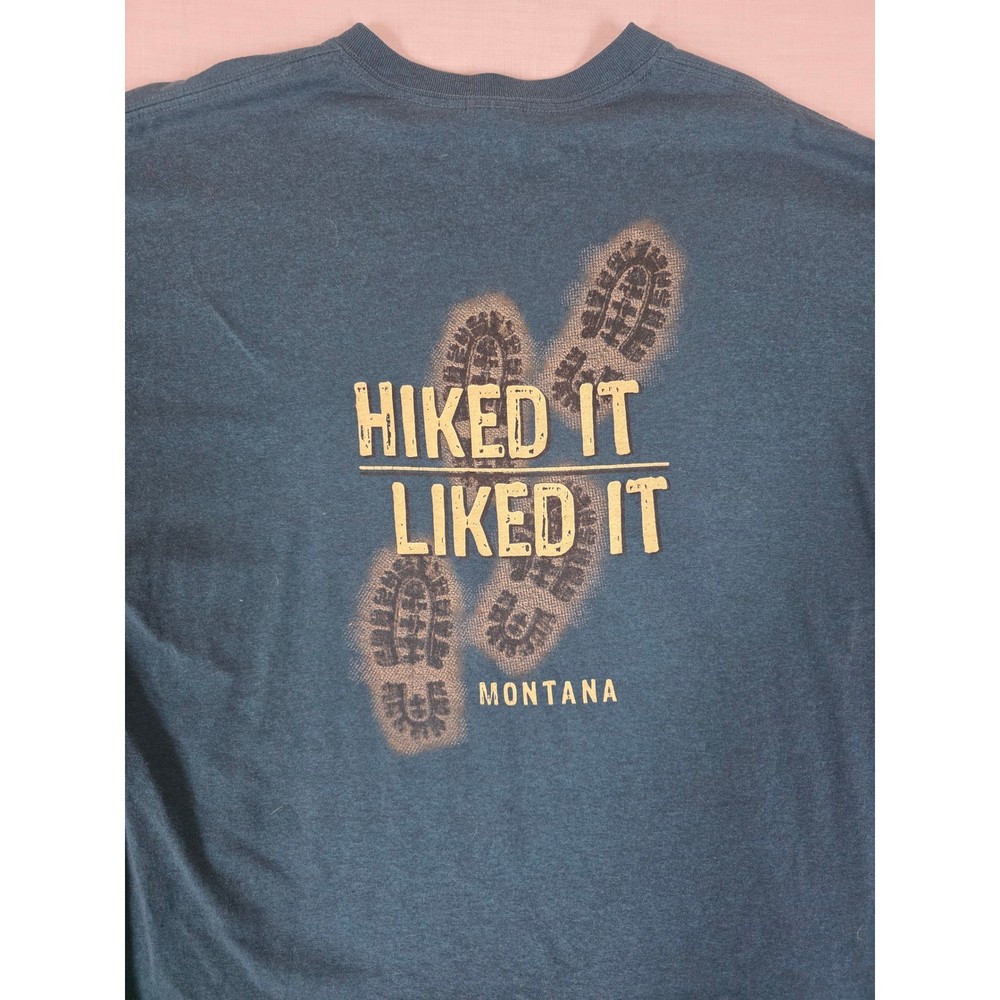 Montana Souvenir T-Shirt Hiked It Liked It Graphic XL Teal Hiking Gorpcore