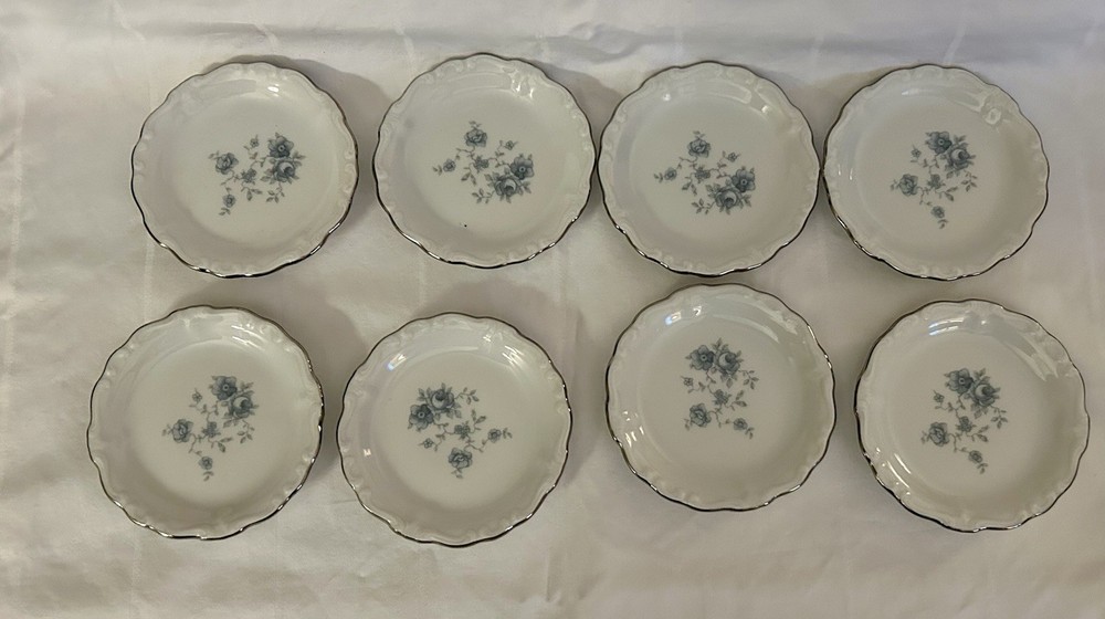 Johann Haviland Butter Plates Blue Garland Platinum Trim 3 3/4” Pre-Owned