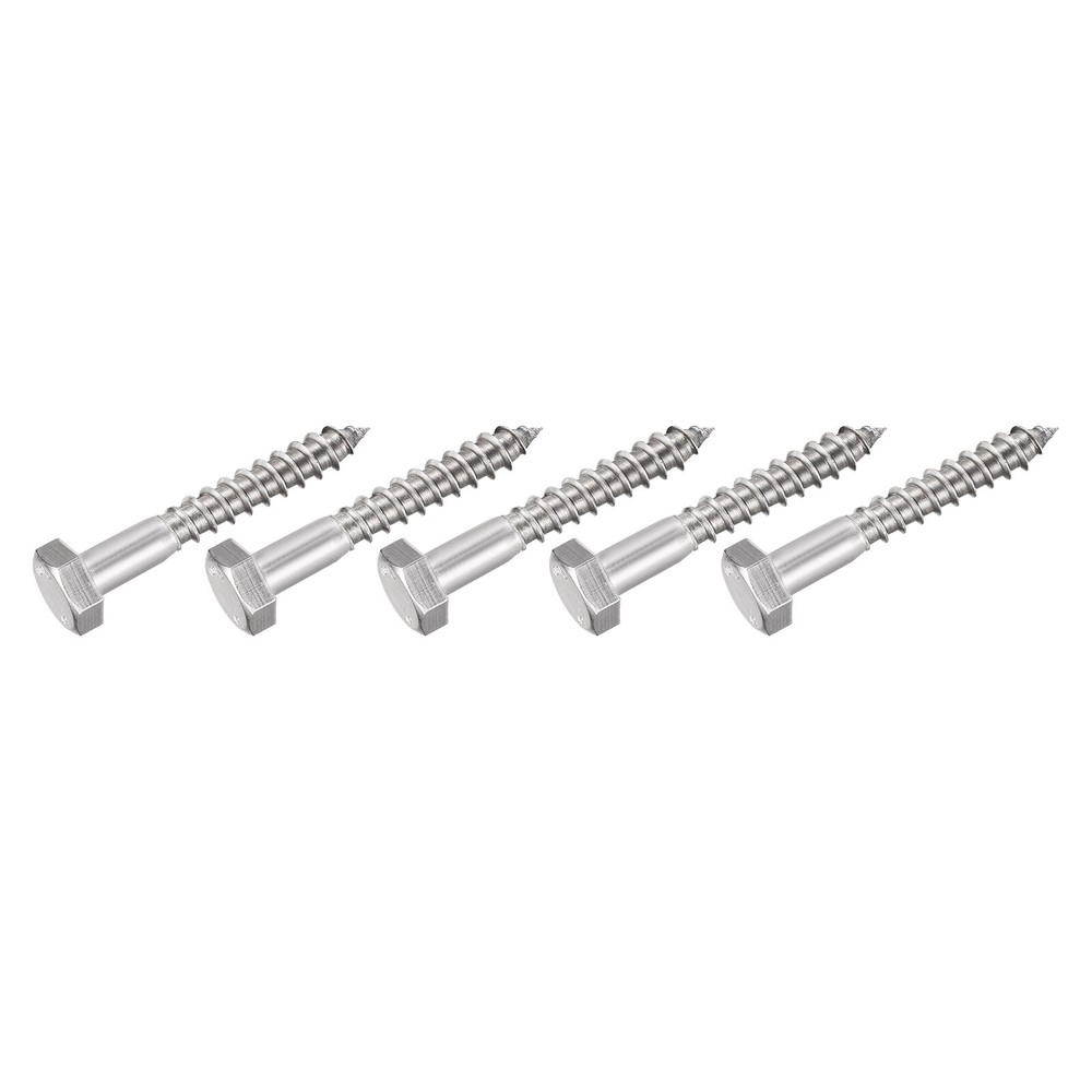 Hex Lag Screws (M10x70mm)5Pcs, 304 Stainless Steel Self-Tapping Wood Bolts