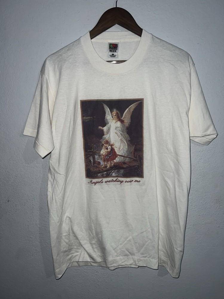 Vintage 90s Jesus Angels Wings Art Graphic Single Stitch T Shirt Size Large USA