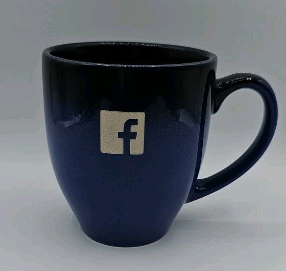 Engraved Facebook Logo Coffee Mug Blue Advertising Social Media
