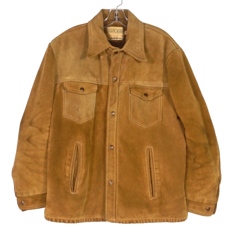 Vintage Schott Bros Tan Suede Rancher Western Sherpa Jacket Size 46