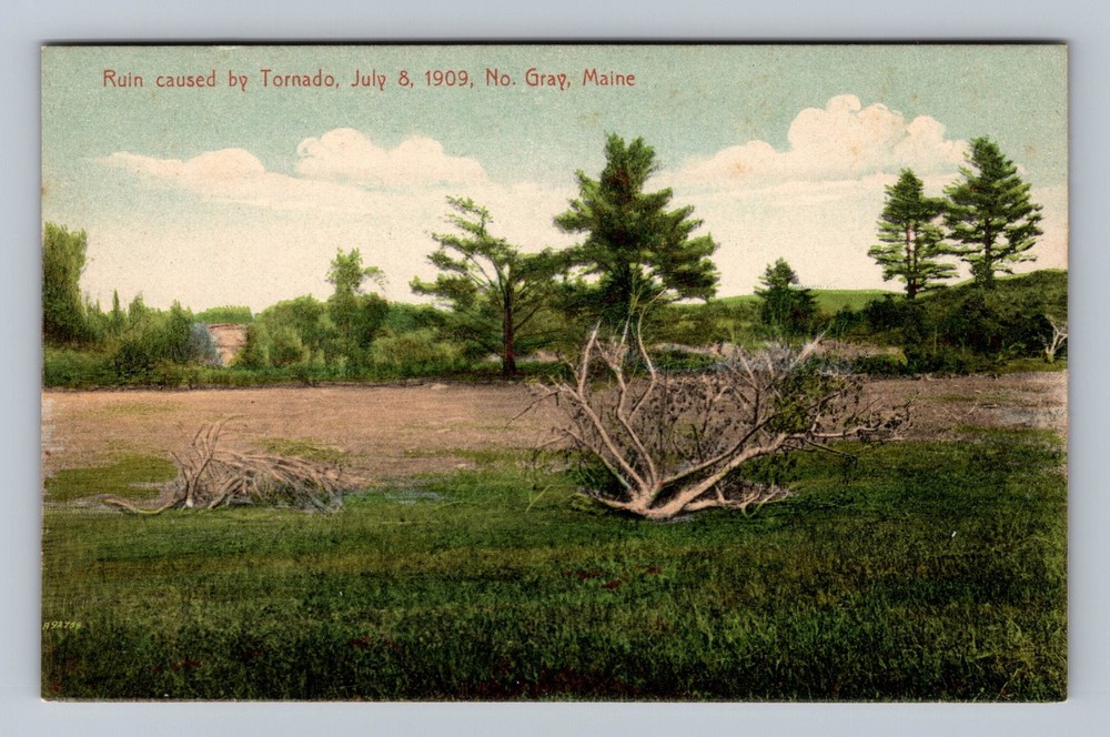 Gray ME-Maine Ruin Caused By Tornado Field Vintage Postcard Standard Postal Old